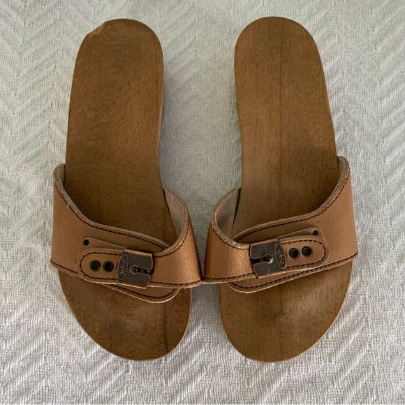 Women’s 7 Vintage 70’s Dr. Scholls Natural Wheat Wooden Exercise Sandals AUSTRIA - Picture 4 of 16